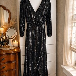 Calvin Klein Black Sequin Evening Dress